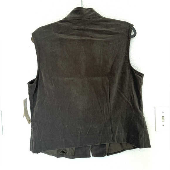 NWT Worthington Stretch Suede Olive Zip Vest Plus Size - Picture 7 of 9